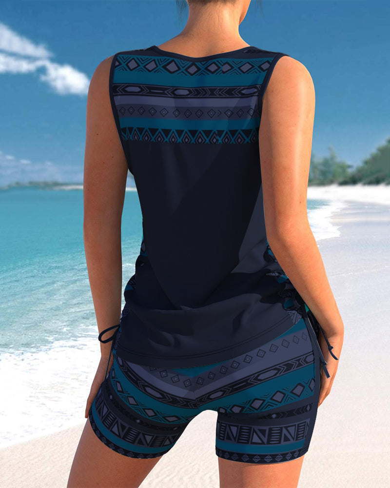 Tankini's met V-hals en geometrische print